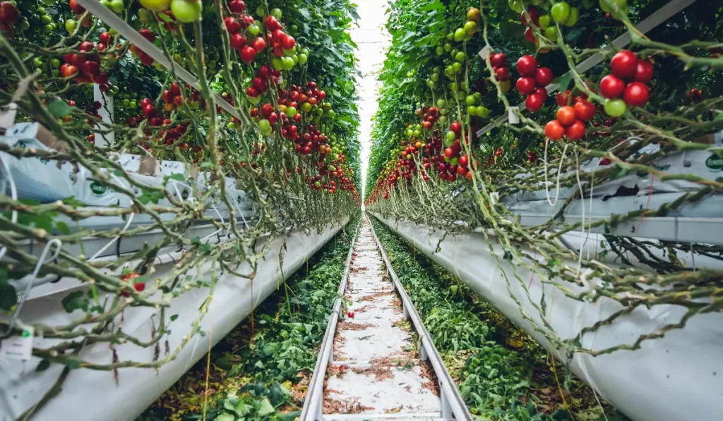 Des tomates qui poussent montrant les inconvénients de l'hydroponie